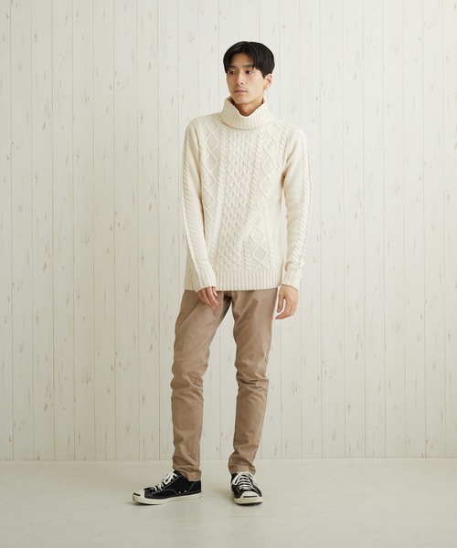 Bling Leads（ブリングリーズ）の「【Bl】【Bling Leads】ケーブルタートルニット（ニット/セーター・レディース・キャメル/ブルー系その他/ワイン/ブラック/レッド/ネイビー/ブラック系その他2/ホワイト系その他/グレー系その他/グレー系その他2/ブラック系その他/アイボリー/ベージュ/ブラウン/ライトパープル/ブルー系/グリーン系/その他/その他2・LARGE/MEDIUM/X-LARGE）」の20枚目の写真