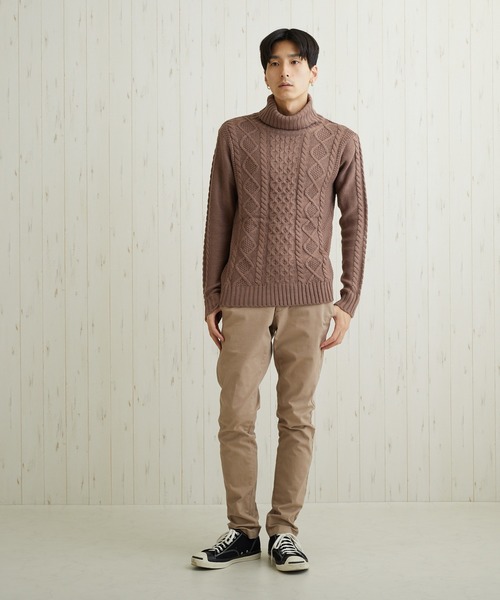 Bling Leads（ブリングリーズ）の「【Bl】【Bling Leads】ケーブルタートルニット（ニット/セーター・レディース・キャメル/ブルー系その他/ワイン/ブラック/レッド/ネイビー/ブラック系その他2/ホワイト系その他/グレー系その他/グレー系その他2/ブラック系その他/アイボリー/ベージュ/ブラウン/ライトパープル/ブルー系/グリーン系/その他/その他2・LARGE/MEDIUM/X-LARGE）」の21枚目の写真