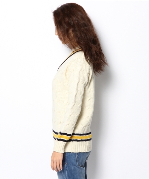 green label relaxing（グリーンレーベルリラクシング）の「Highland club cricket ニット（ニット/セーター・レディース・イエロー/ネイビー・フリー）」の4枚目の写真
