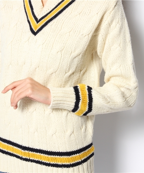 green label relaxing（グリーンレーベルリラクシング）の「Highland club cricket ニット（ニット/セーター・レディース・イエロー/ネイビー・フリー）」の7枚目の写真