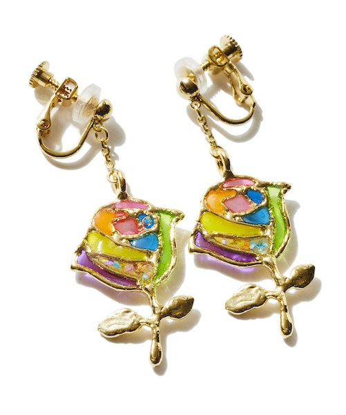 rehacer(レアセル)の「rehacer : Stained glass Rose Earrings Made in Japan / ステンドグラス ローズ イヤリング メイドインジャパン(イヤリング・レディース・シルバー/ゴールド・FREE)」の9枚目の写真