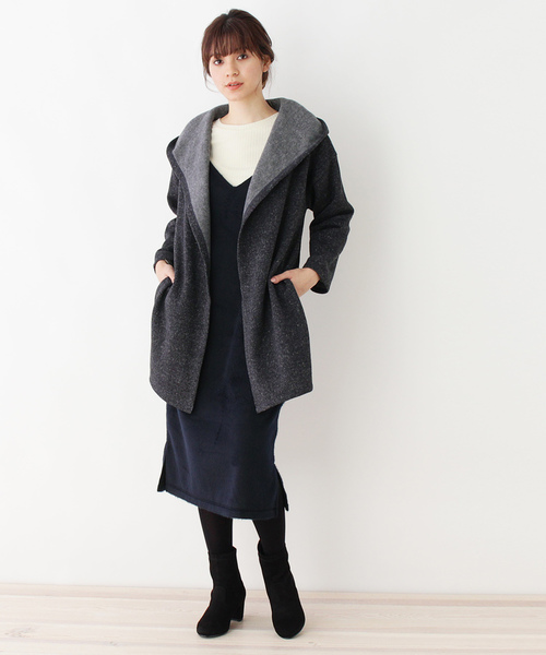 grove（グローブ）の「3点セット!アウター&キャミワンピース&プルオーバーセット（アンサンブル・レディース・ブラック/ダークブラウン・03/02）」の3枚目の写真