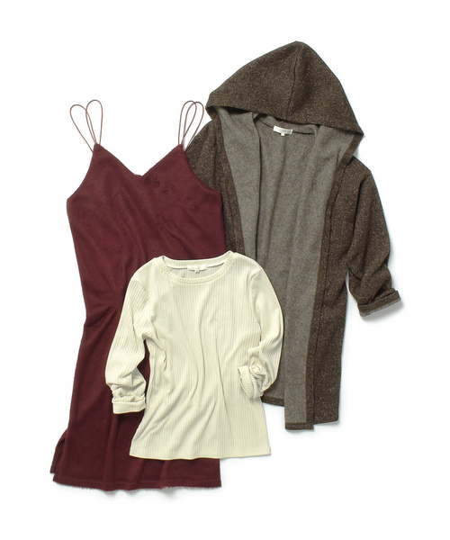 grove（グローブ）の「3点セット!アウター&キャミワンピース&プルオーバーセット（アンサンブル・レディース・ブラック/ダークブラウン・03/02）」の4枚目の写真