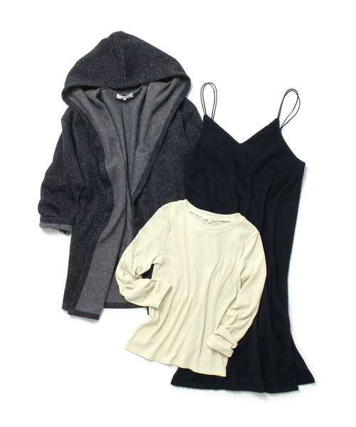 grove（グローブ）の「3点セット!アウター&キャミワンピース&プルオーバーセット（アンサンブル・レディース・ブラック/ダークブラウン・03/02）」の5枚目の写真