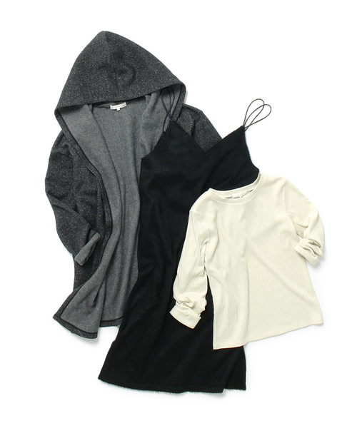 grove（グローブ）の「3点セット!アウター&キャミワンピース&プルオーバーセット（アンサンブル・レディース・ブラック/ダークブラウン・03/02）」の13枚目の写真