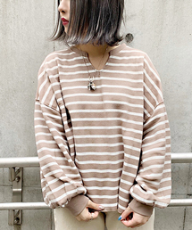 apres jour | ワッフルボーダーキーネックトップス【ZOZOTOWN限定アイテム】(Tシャツ/カットソー)