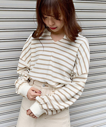 apres jour | ワッフルボーダーキーネックトップス【ZOZOTOWN限定アイテム】(Tシャツ/カットソー)