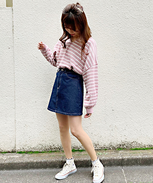 apres jour(アプレジュール)の「ワッフルボーダーキーネックトップス【ZOZOTOWN限定アイテム】(Tシャツ/カットソー・レディース・その他/ブルー/ピンク/ベージュ/イエロー・フリー)」の11枚目の写真