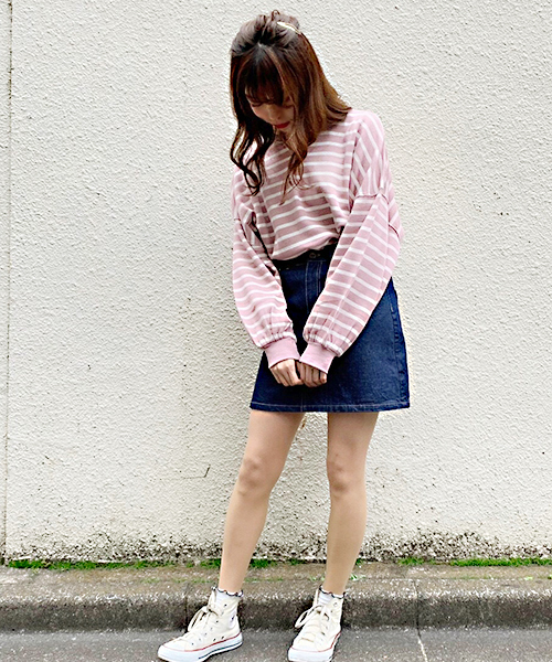 apres jour(アプレジュール)の「ワッフルボーダーキーネックトップス【ZOZOTOWN限定アイテム】(Tシャツ/カットソー・レディース・その他/ブルー/ピンク/ベージュ/イエロー・フリー)」の12枚目の写真