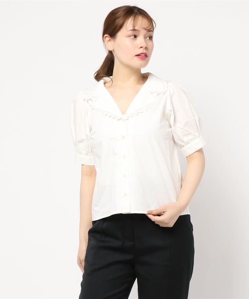 one after another NICE CLAUP(ワンアフターアナザーナイスクラップ)の「ハートレース ブラウス(シャツ/ブラウス・レディース・ブラック/ベージュ/オフホワイト・FREE)」の9枚目の写真
