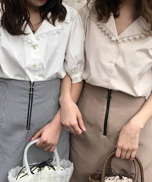 one after another NICE CLAUP(ワンアフターアナザーナイスクラップ)の「ハートレース ブラウス(シャツ/ブラウス・レディース・ブラック/ベージュ/オフホワイト・FREE)」の4枚目の写真