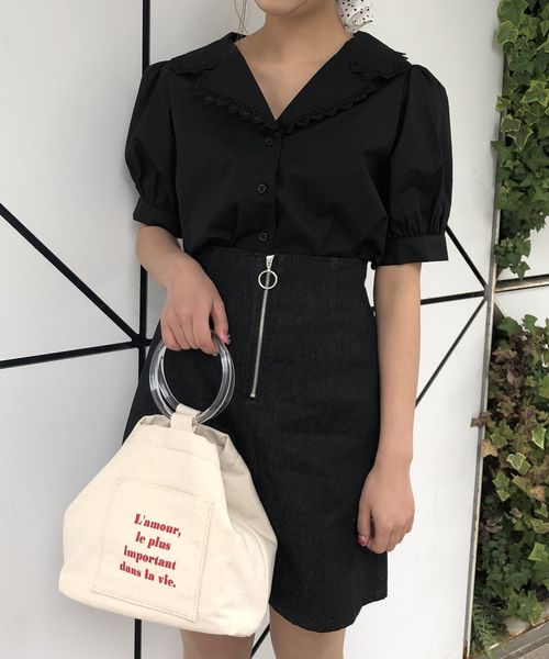 one after another NICE CLAUP(ワンアフターアナザーナイスクラップ)の「ハートレース ブラウス(シャツ/ブラウス・レディース・ブラック/ベージュ/オフホワイト・FREE)」の5枚目の写真