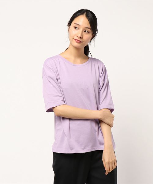 KOBE LETTUCE(コウベレタス)の「花粉ほこり・UVブロックボックスシルエット半袖Tシャツ(Tシャツ/カットソー・レディース・オフホワイト/ピンク/ブラウン/ブルー/ネイビー/ブラック/カーキ・FREE)」の7枚目の写真