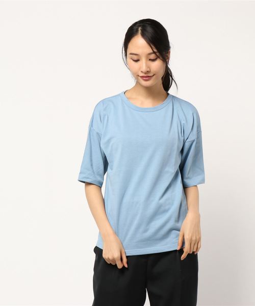 KOBE LETTUCE(コウベレタス)の「花粉ほこり・UVブロックボックスシルエット半袖Tシャツ(Tシャツ/カットソー・レディース・オフホワイト/ピンク/ブラウン/ブルー/ネイビー/ブラック/カーキ・FREE)」の6枚目の写真