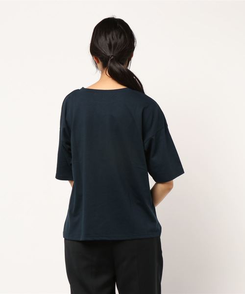 KOBE LETTUCE(コウベレタス)の「花粉ほこり・UVブロックボックスシルエット半袖Tシャツ(Tシャツ/カットソー・レディース・オフホワイト/ピンク/ブラウン/ブルー/ネイビー/ブラック/カーキ・FREE)」の10枚目の写真