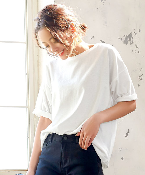 KOBE LETTUCE(コウベレタス)の「花粉ほこり・UVブロックボックスシルエット半袖Tシャツ(Tシャツ/カットソー・レディース・オフホワイト/ピンク/ブラウン/ブルー/ネイビー/ブラック/カーキ・FREE)」の1枚目の写真
