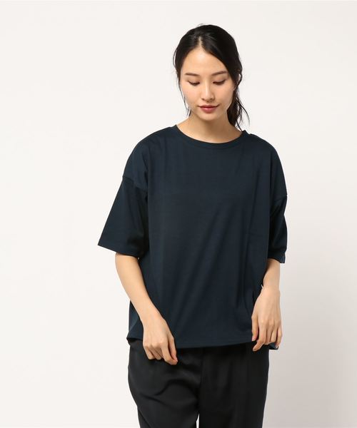 KOBE LETTUCE(コウベレタス)の「花粉ほこり・UVブロックボックスシルエット半袖Tシャツ(Tシャツ/カットソー・レディース・オフホワイト/ピンク/ブラウン/ブルー/ネイビー/ブラック/カーキ・FREE)」の8枚目の写真