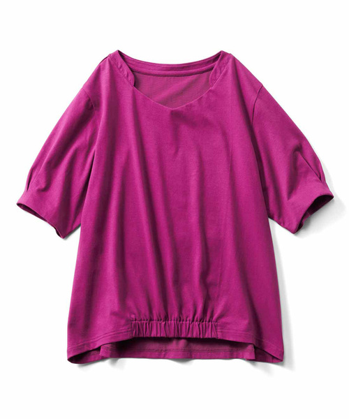 Live in comfort（リブインコンフォート）の「リブ　イン　コンフォート　きちんとブラウス見え！上品シャリ感カットソープルオーバー（Tシャツ/カットソー・レディース・オフホワイト/ピンク/ホワイト×ブラック/ブラック・MEDIUM/X-LARGE/XXX-LARGE/SMALL/LARGE/XX-LARGE）」の11枚目の写真