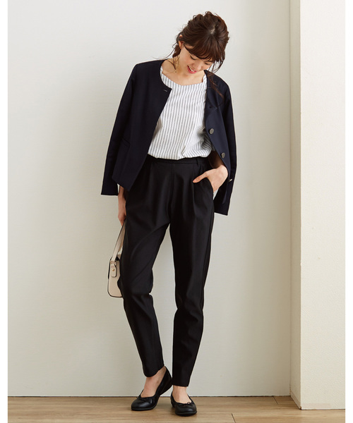 Live in comfort（リブインコンフォート）の「リブ　イン　コンフォート　きちんとブラウス見え！上品シャリ感カットソープルオーバー（Tシャツ/カットソー・レディース・オフホワイト/ピンク/ホワイト×ブラック/ブラック・MEDIUM/X-LARGE/XXX-LARGE/SMALL/LARGE/XX-LARGE）」の13枚目の写真