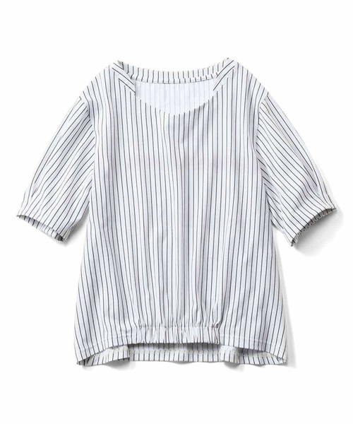 Live in comfort（リブインコンフォート）の「リブ　イン　コンフォート　きちんとブラウス見え！上品シャリ感カットソープルオーバー（Tシャツ/カットソー・レディース・オフホワイト/ピンク/ホワイト×ブラック/ブラック・MEDIUM/X-LARGE/XXX-LARGE/SMALL/LARGE/XX-LARGE）」の14枚目の写真