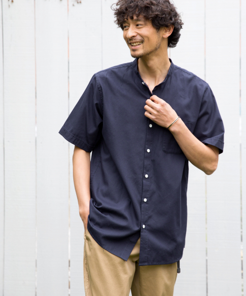 GLOBAL WORK（グローバルワーク）の「パナマバンドカラーシャツ/840002（シャツ/ブラウス・メンズ・ライトグリーン/ホワイト/ネイビー/その他1/ベージュ・MEDIUM/SMALL/X-LARGE/LARGE）」の4枚目の写真