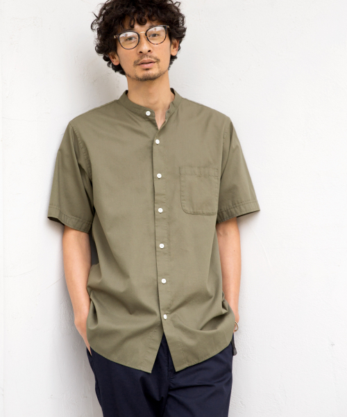 GLOBAL WORK（グローバルワーク）の「パナマバンドカラーシャツ/840002（シャツ/ブラウス・メンズ・ライトグリーン/ホワイト/ネイビー/その他1/ベージュ・MEDIUM/SMALL/X-LARGE/LARGE）」の3枚目の写真