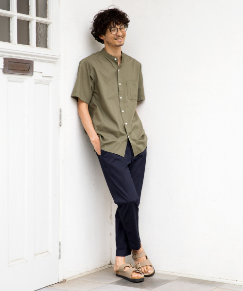 GLOBAL WORK（グローバルワーク）の「パナマバンドカラーシャツ/840002（シャツ/ブラウス・メンズ・ライトグリーン/ホワイト/ネイビー/その他1/ベージュ・MEDIUM/SMALL/X-LARGE/LARGE）」の9枚目の写真