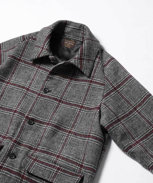 MR.OLIVE（ミスターオリーブ）の「SUPER 100's チェック クロス / ビッグシルエット ボリュームスリーブ ロング コート（ステンカラーコート・メンズ・グレー/ブラウン・SMALL/MEDIUM/LARGE）」の8枚目の写真