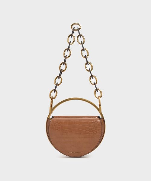 CHARLES & KEITH（チャールズ & キース）の「クロックエフェクト サーキュラーバッグ / Croc-Effect Circular Bag（クラッチバッグ・レディース・ブラック/イエロー/マルチ/タン・S）」の3枚目の写真