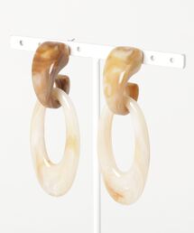【Caramel late】グレー×オーバルピアス