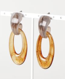 【Caramel late】グレー×オーバルピアス