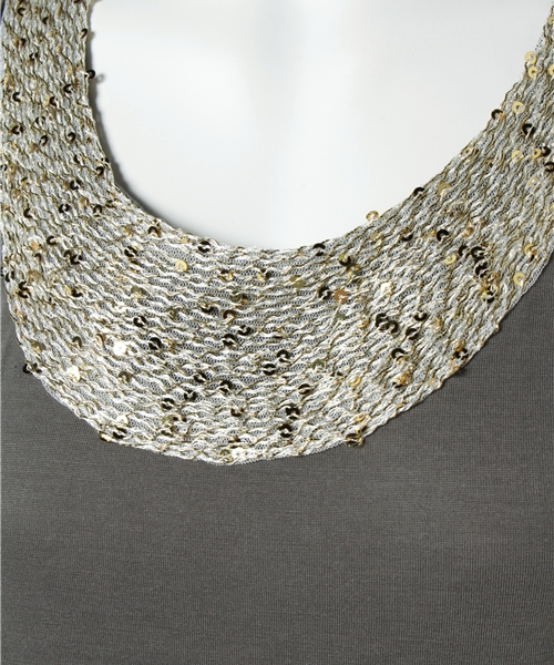 DISCOAT（ディスコート）の「【Discoat】スパンコールタンク（キャミソール・レディース・オフホワイト/モカ・ﾌﾘ-）」の5枚目の写真