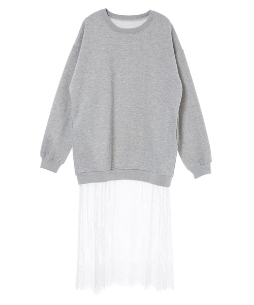 fifth(フィフス)の「裏起毛レースドッキングスウェットワンピース(ワンピース・レディース・ブラック/グレー・MEDIUM)」の5枚目の写真