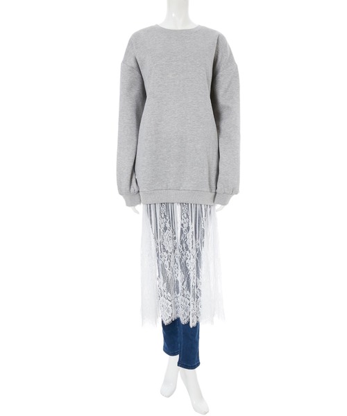 fifth(フィフス)の「裏起毛レースドッキングスウェットワンピース(ワンピース・レディース・ブラック/グレー・MEDIUM)」の6枚目の写真