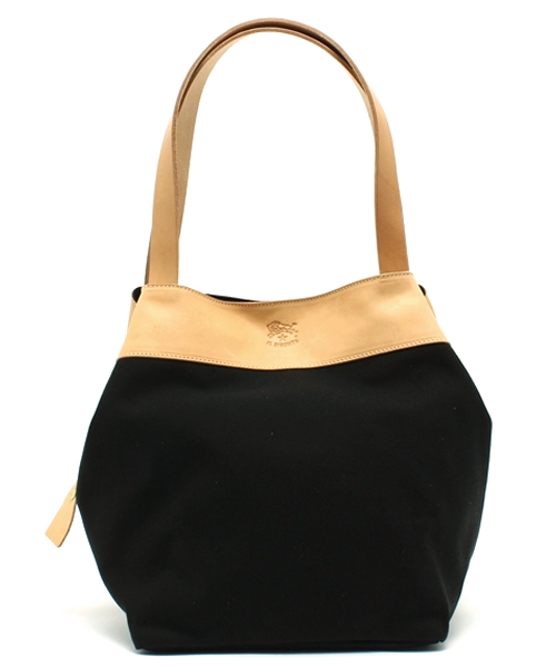 IL BISONTE(イルビゾンテ)の「IL BISONTE / CANVAS x LEATHER / TOTEBAG(トートバッグ・レディース・その他1/ライトブラウン/ブラックミックス/レッド/ブラック系その他/グリーン系その他/ブラック×ブラック・FREE)」の2枚目の写真