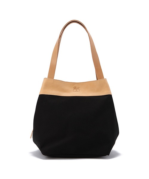 IL BISONTE(イルビゾンテ)の「IL BISONTE / CANVAS x LEATHER / トートバッグ(トートバッグ・レディース・その他1/ライトブラウン/ブラックミックス/レッド/ブラック系その他/グリーン系その他/ブラック×ブラック・FREE)」の2枚目の写真