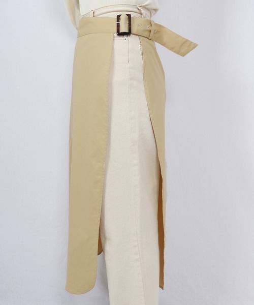 PairPair（ペアペア）の「エプロンデザイン巻きスカート（スカート・レディース・ベージュ/モカ・FREE）」の6枚目の写真