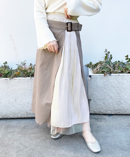 PairPair（ペアペア）の「エプロンデザイン巻きスカート（スカート・レディース・ベージュ/モカ・FREE）」の10枚目の写真