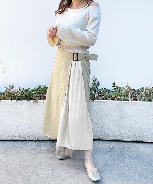 PairPair（ペアペア）の「エプロンデザイン巻きスカート（スカート・レディース・ベージュ/モカ・FREE）」の13枚目の写真