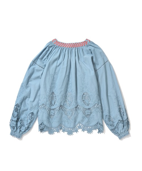 MARIE MILLER(マリー ミラー)の「Marie Miller LACE OVER BLOUSE (マリー ミラー レースオーバーブラウス)(シャツ/ブラウス・レディース・ホワイト/サックスブルー・FREE)」の3枚目の写真