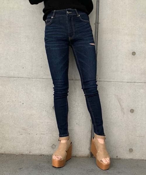 ENVYM（アンビー）の「ブロークンスキニーデニム（デニムパンツ・レディース・ブルー/ネイビー/ブラック・MEDIUM/SMALL/X-SMALL）」の11枚目の写真