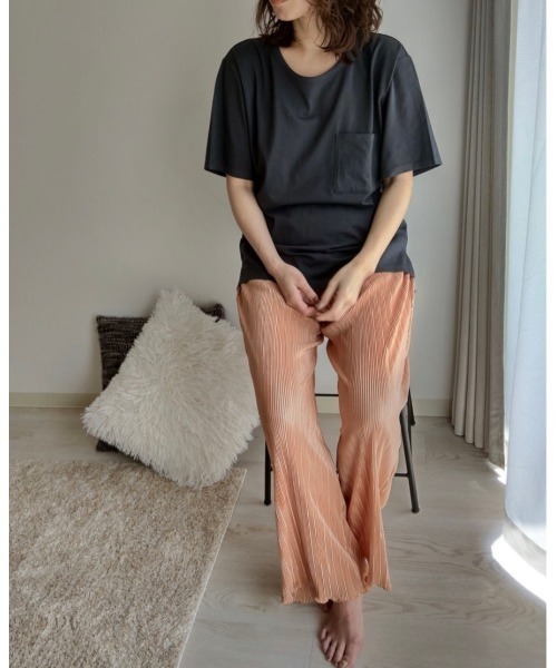 A part by(アパートバイ)の「Pワッシャープリーツパンツ2 911236(その他パンツ・レディース・ブラウン/ベージュ/ブルー/イエロー/オレンジ/ライトグリーン/ブラック・FREE)」の7枚目の写真