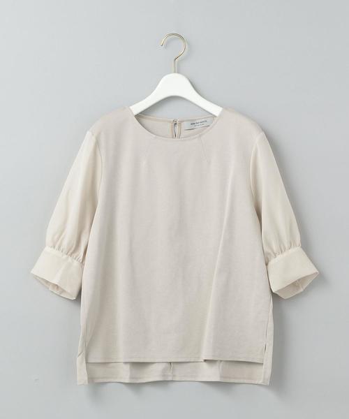 WORK TRIP OUTFITS GREEN LABEL RELAXING（ワークトリップアウトフィッツグリーンレーベル リラクシング）の「【WORK TRIP OUTFITS】★WTO CS 布帛ポンチ コンビ プルオーバー（Tシャツ/カットソー・レディース・オフホワイト/ナチュラル/ブラック・FREE）」の3枚目の写真