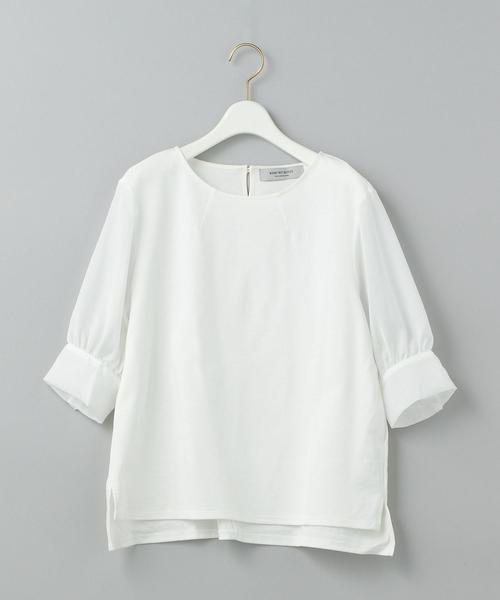 WORK TRIP OUTFITS GREEN LABEL RELAXING（ワークトリップアウトフィッツグリーンレーベル リラクシング）の「【WORK TRIP OUTFITS】★WTO CS 布帛ポンチ コンビ プルオーバー（Tシャツ/カットソー・レディース・オフホワイト/ナチュラル/ブラック・FREE）」の2枚目の写真