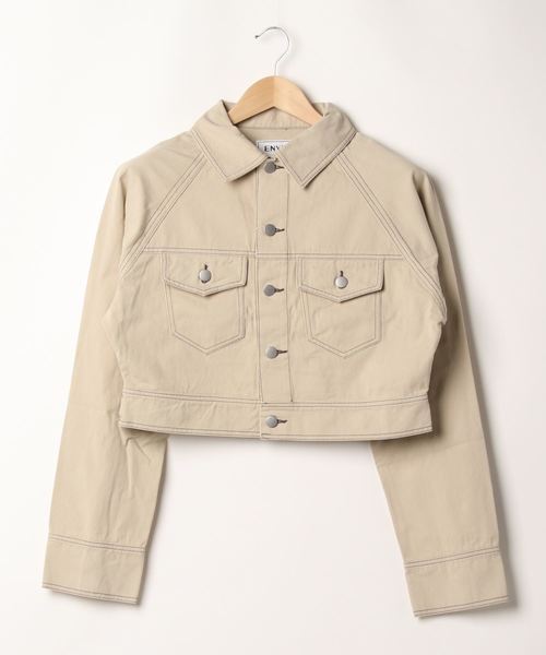 ENVYM（アンビー）の「ステッチショートＪＫⅡ（カバーオール・レディース・ブラック/ベージュ・FREE）」の5枚目の写真