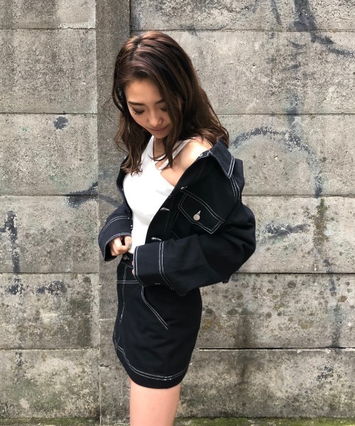 ENVYM（アンビー）の「ステッチショートＪＫⅡ（カバーオール・レディース・ブラック/ベージュ・FREE）」の14枚目の写真