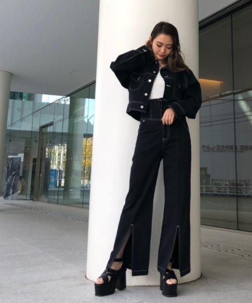 ENVYM（アンビー）の「ステッチショートＪＫⅡ（カバーオール・レディース・ブラック/ベージュ・FREE）」の12枚目の写真