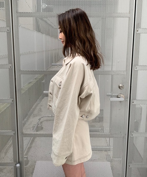 ENVYM（アンビー）の「ステッチショートＪＫⅡ（カバーオール・レディース・ブラック/ベージュ・FREE）」の8枚目の写真