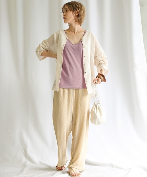 select MOCA（セレクトモカ）の「【カラバリ豊富】Uネックリラックスタンクトップ（タンクトップ・レディース・ブラック/ベージュ/オフホワイト/ライトグリーン/マスタード/ライラック/レンガ・FREE）」の9枚目の写真