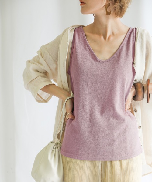 select MOCA（セレクトモカ）の「【カラバリ豊富】Uネックリラックスタンクトップ（タンクトップ・レディース・ブラック/ベージュ/オフホワイト/ライトグリーン/マスタード/ライラック/レンガ・FREE）」の19枚目の写真